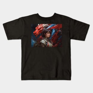 Girl with CyberPunk Dragon Kids T-Shirt